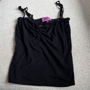 Edikted Black Ribbed Tie-Shoulder Camisole